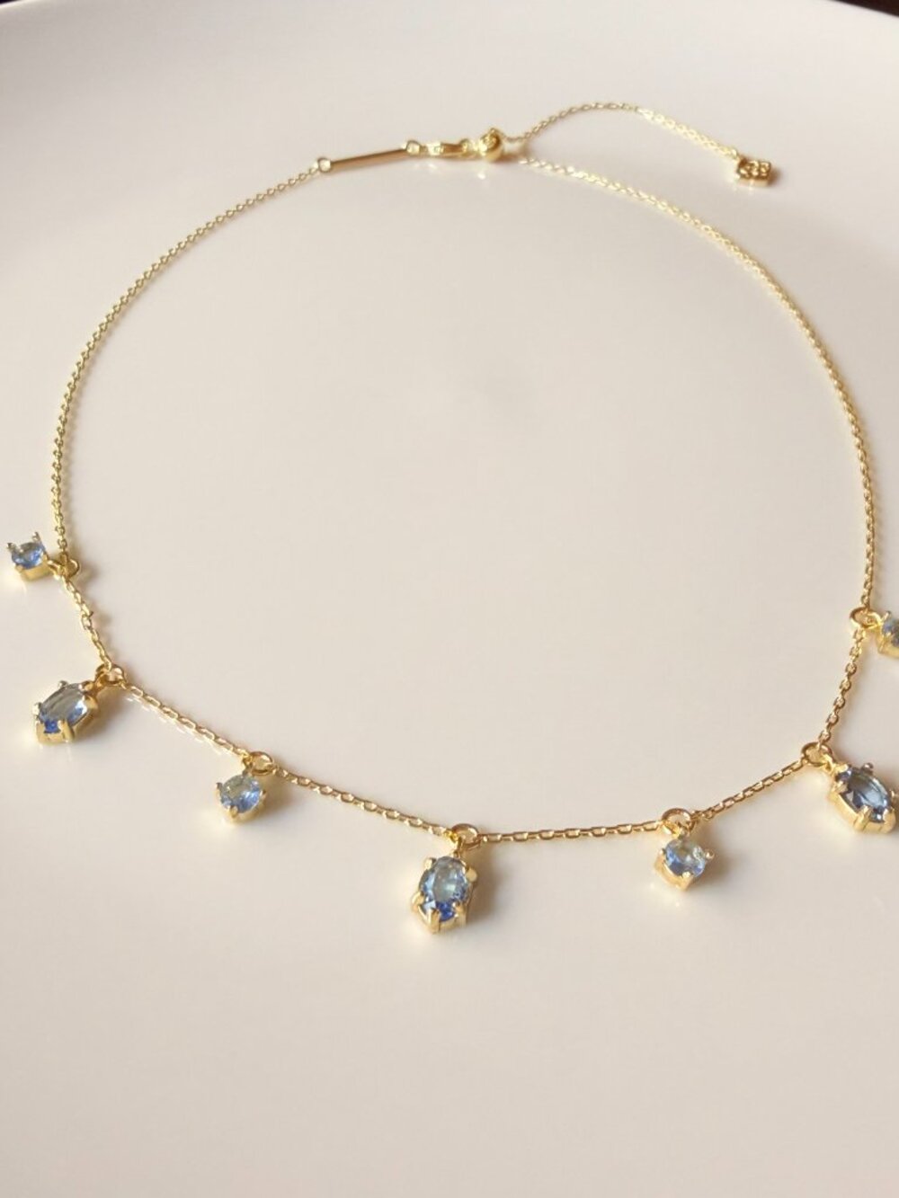 Kendra Scott Gold Triple Blue Stone Pendant Necklace